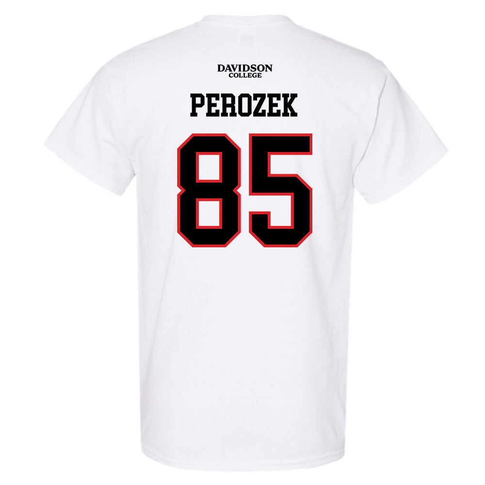 Davidson - NCAA Football : Jack Perozek - White Replica Shersey T-Shirt-1