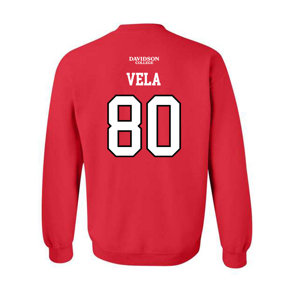 Davidson - NCAA Football : Xavier Vela - Orange Crewneck Sweatshirt-1