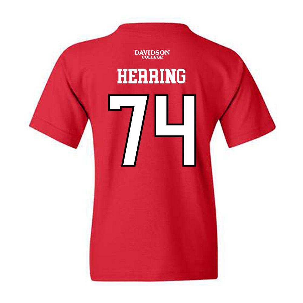 Davidson - NCAA Football : Kyler Herring - Orange Youth T-Shirt-1
