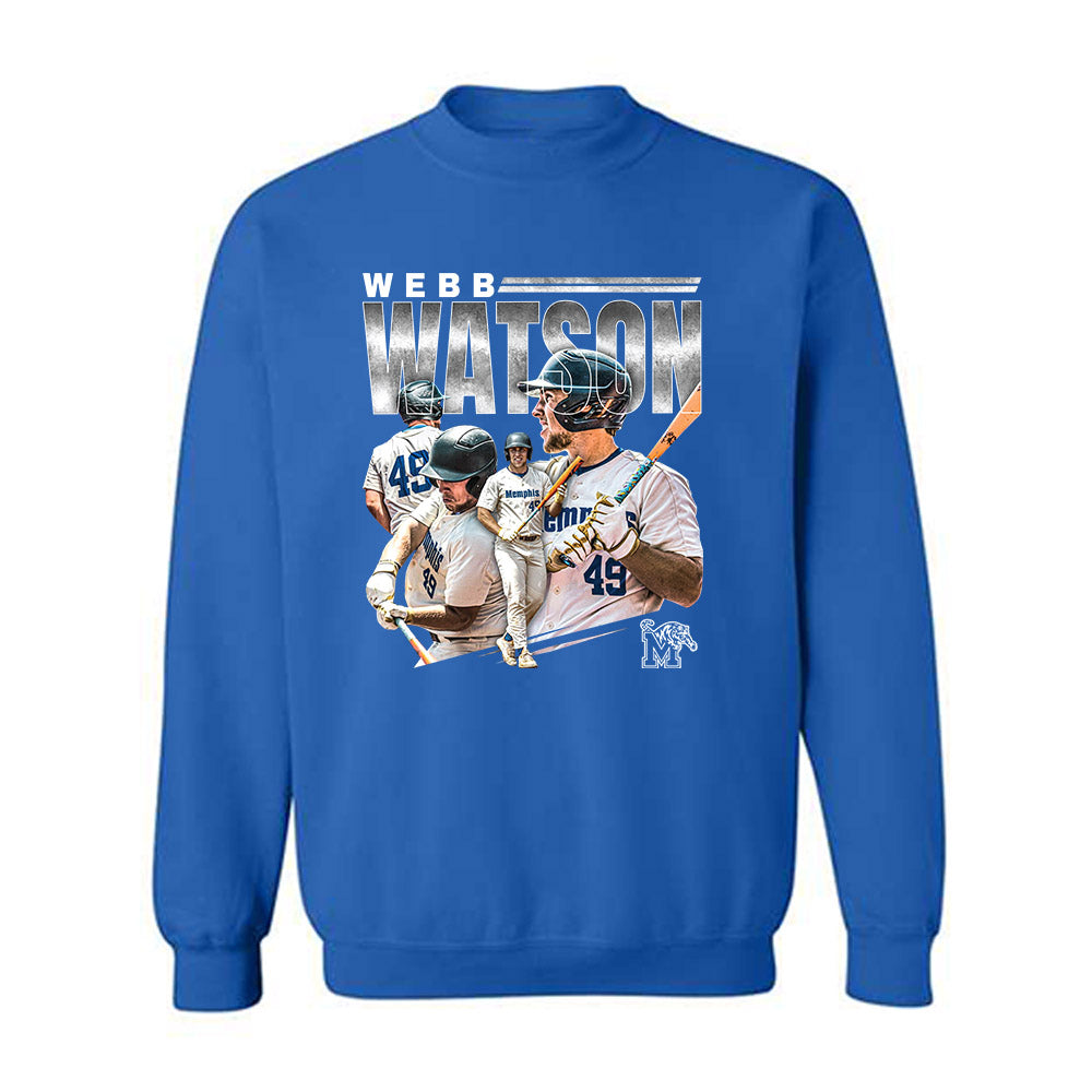 Memphis - NCAA Baseball : Webb Watson - Player Collage Crewneck Sweatshirt
