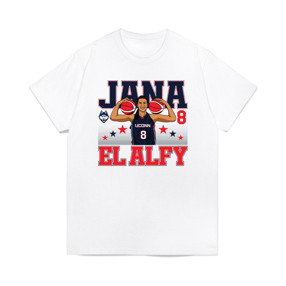 UConn - NCAA Women's Basketball : Jana El Alfy - Caricature Premium T-Shirt-0
