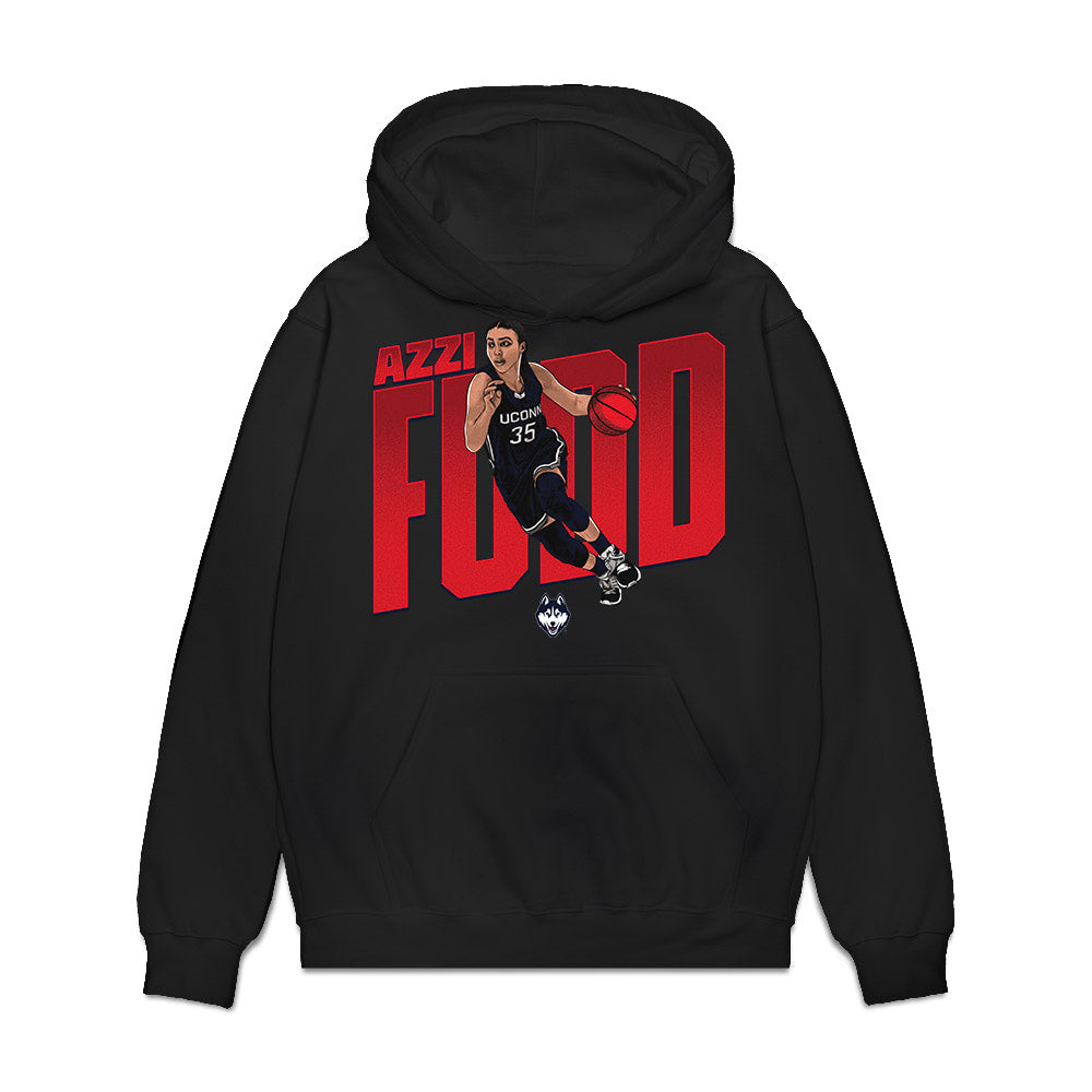 UConn - NCAA Women's Basketball : Azzi Fudd - Caricature Premium Hooded Sweatshirt-0