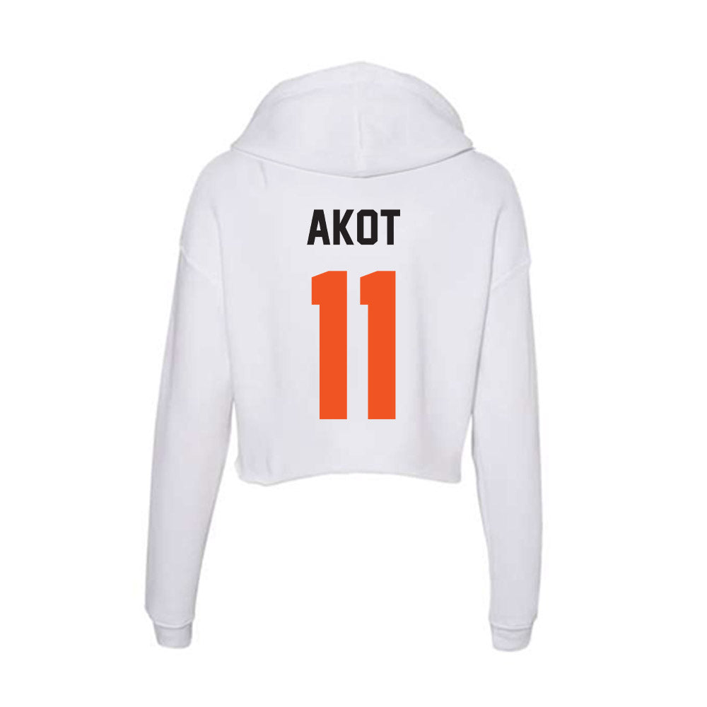 Oklahoma State - NCAA Women's Basketball : Achol Akot - Women's Crop Fleece Hoodie-1