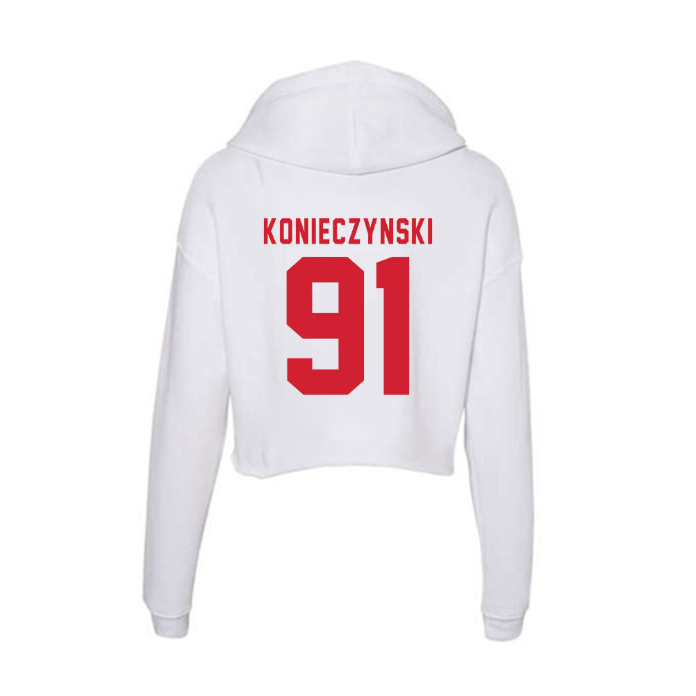 NC State - NCAA Football : Nick Konieczynski - Women's Crop Fleece Hoodie-1