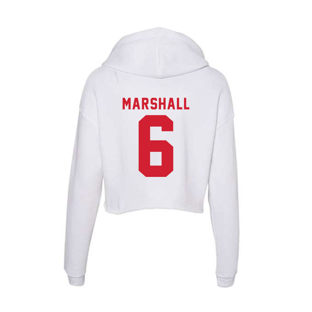 NC State - NCAA Football : Devon Marshall - Women's Crop Fleece Hoodie-1