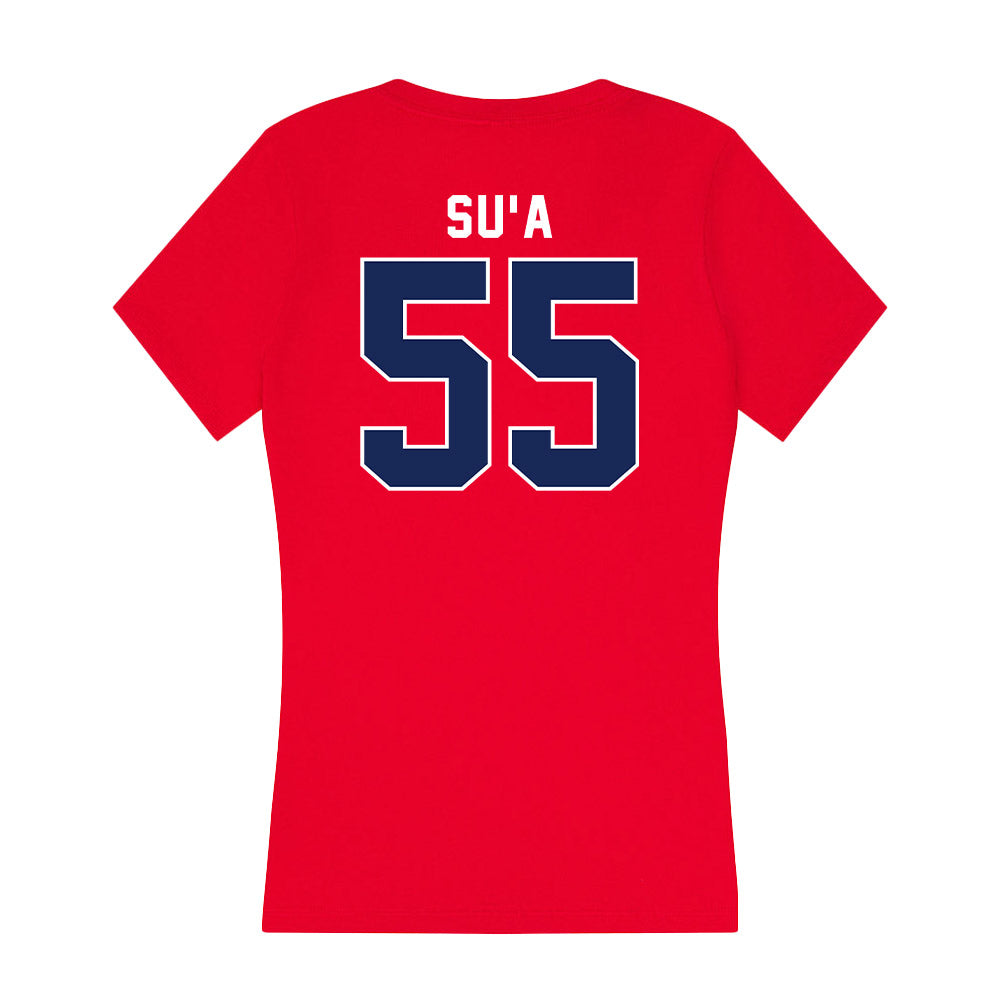 Arizona - NCAA Football : Leviticus Su'a - Women's V-Neck T-Shirt-1
