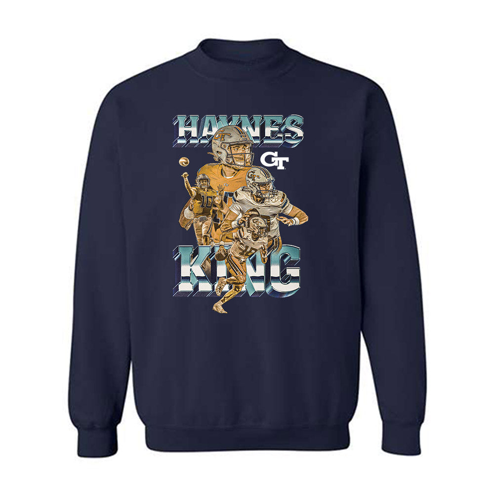 Georgia Tech - NCAA Football : Haynes King - Player Collage Crewneck Sweatshirt-0