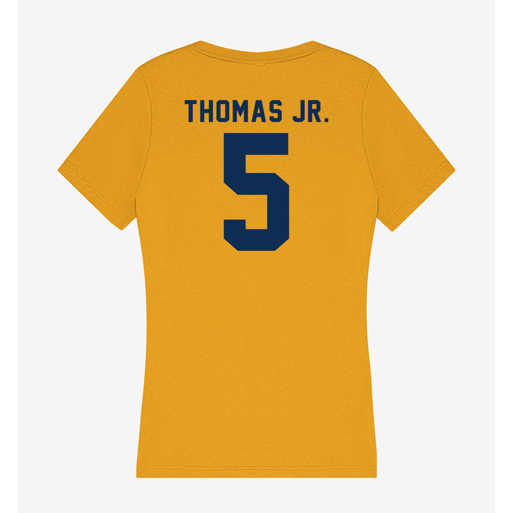 West Virginia - NCAA Men's Basketball : DJ Thomas Jr. - Women's V-Neck T-Shirt-1