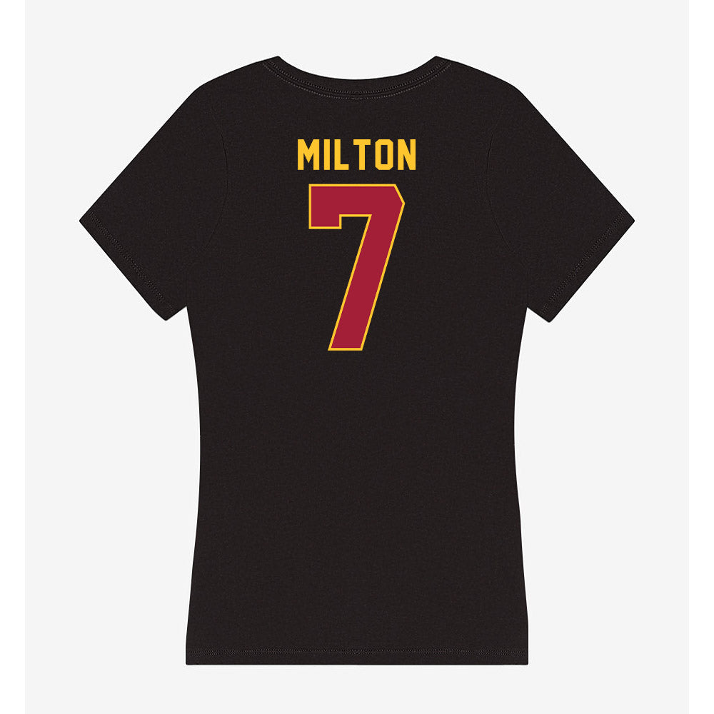 USC - NCAA Women's Basketball : Yakiya Milton - Women's V-Neck T-Shirt-1