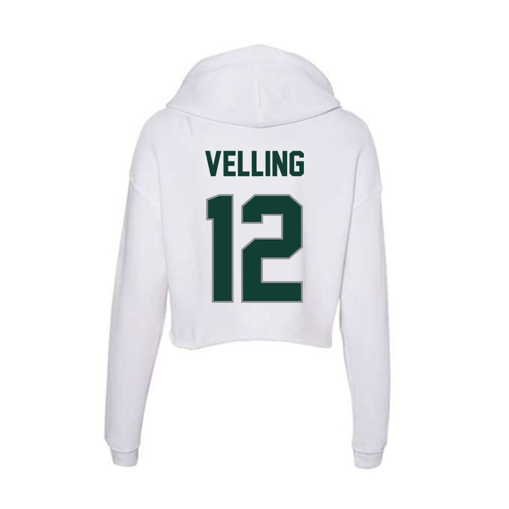 Michigan State - NCAA Football : Jack Velling - Women's Crop Fleece Hoodie-1