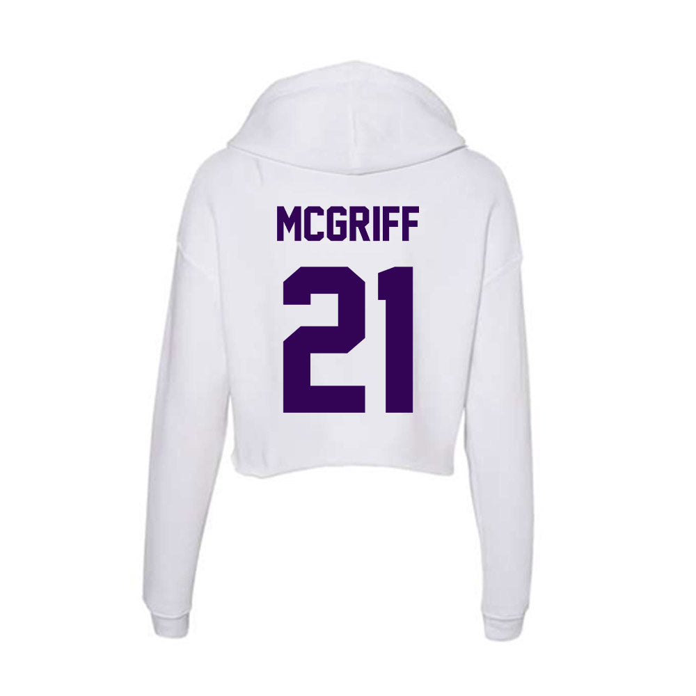 Kansas State - NCAA Men's Basketball : Khamari McGriff - Women's Crop Fleece Hoodie-1
