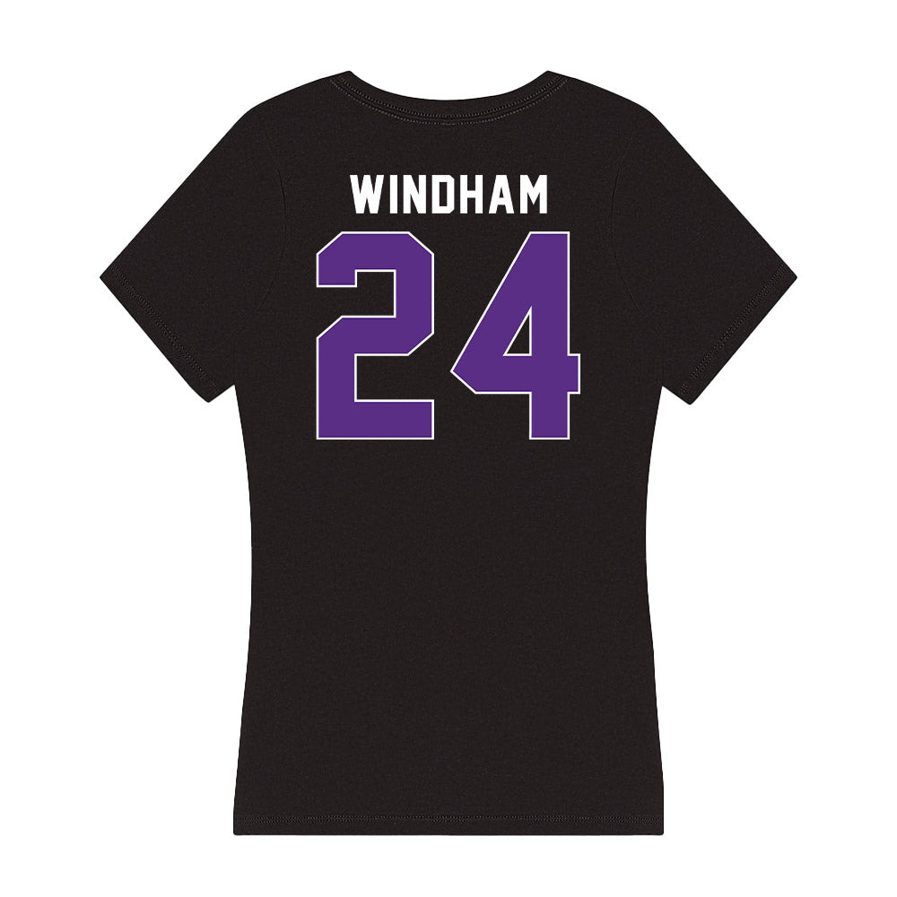 Northwestern - NCAA Men's Basketball : KJ Windham - Women's V-Neck T-Shirt-1