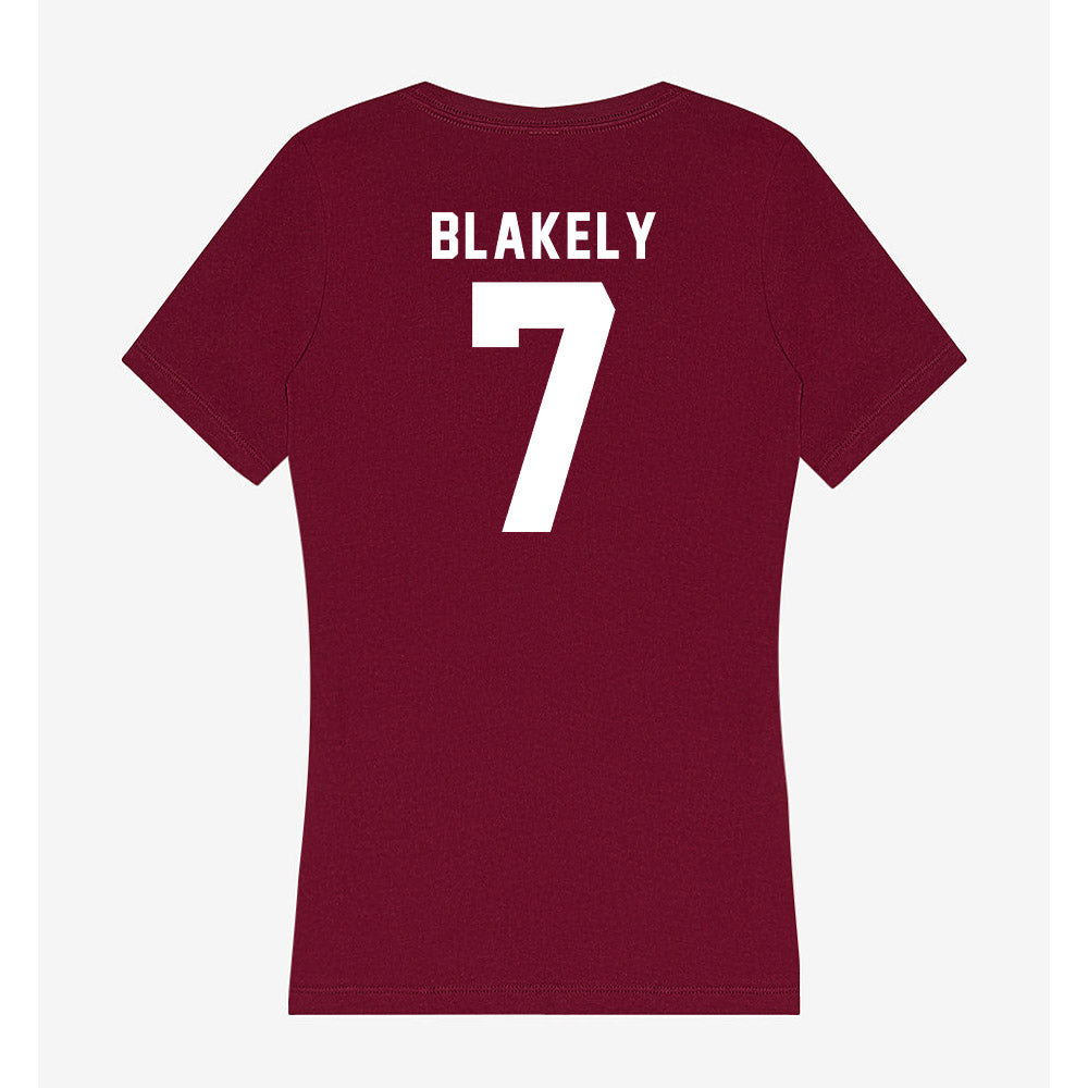 WSU - NCAA Men's Basketball : Dieume Blakely - Women's V-Neck T-Shirt-1
