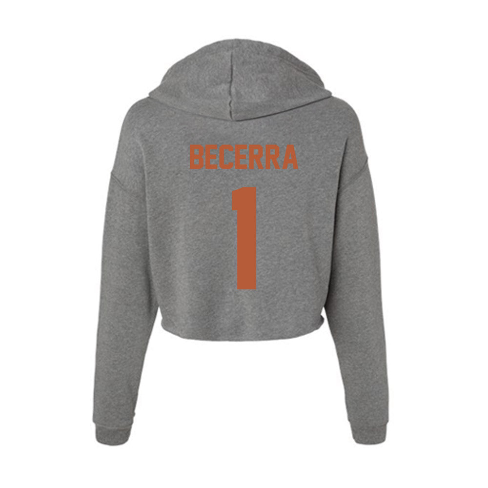 Texas - NCAA Baseball : Temo Becerra - Women's Crop Fleece Hoodie-1