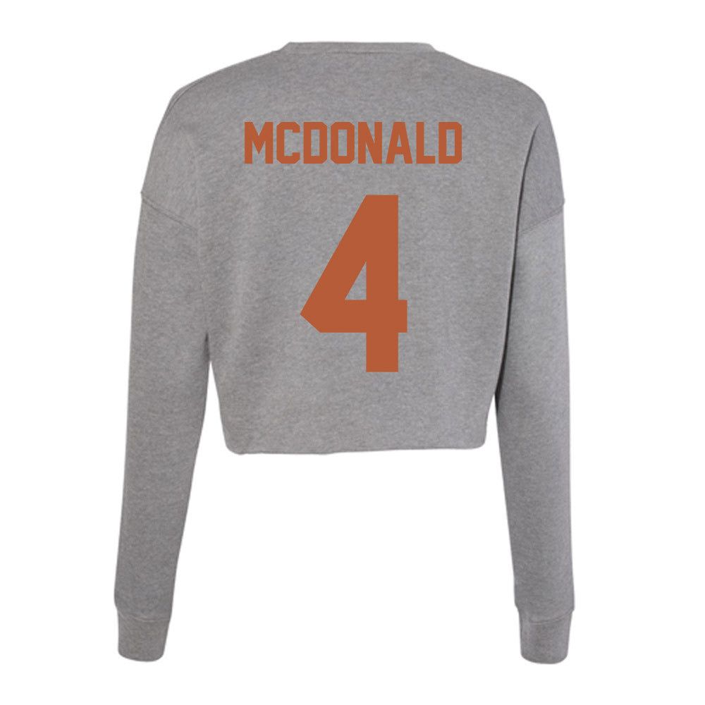 Texas - NCAA Football : Jelani McDonald - Women's Cropped Crew Fleece-1