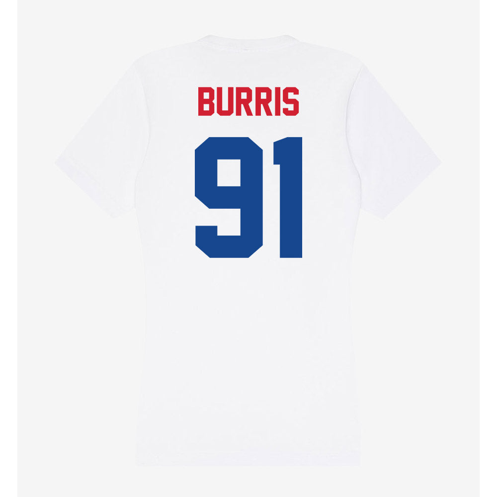 SMU - NCAA Football : Blake Burris - Women's V-Neck T-Shirt-1