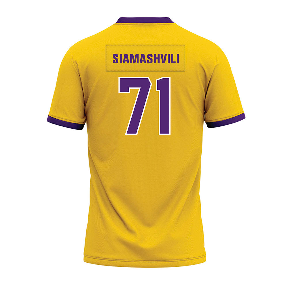 WIU - NCAA Football : Luca Siamashvili - Gold Premium Football Jersey-1