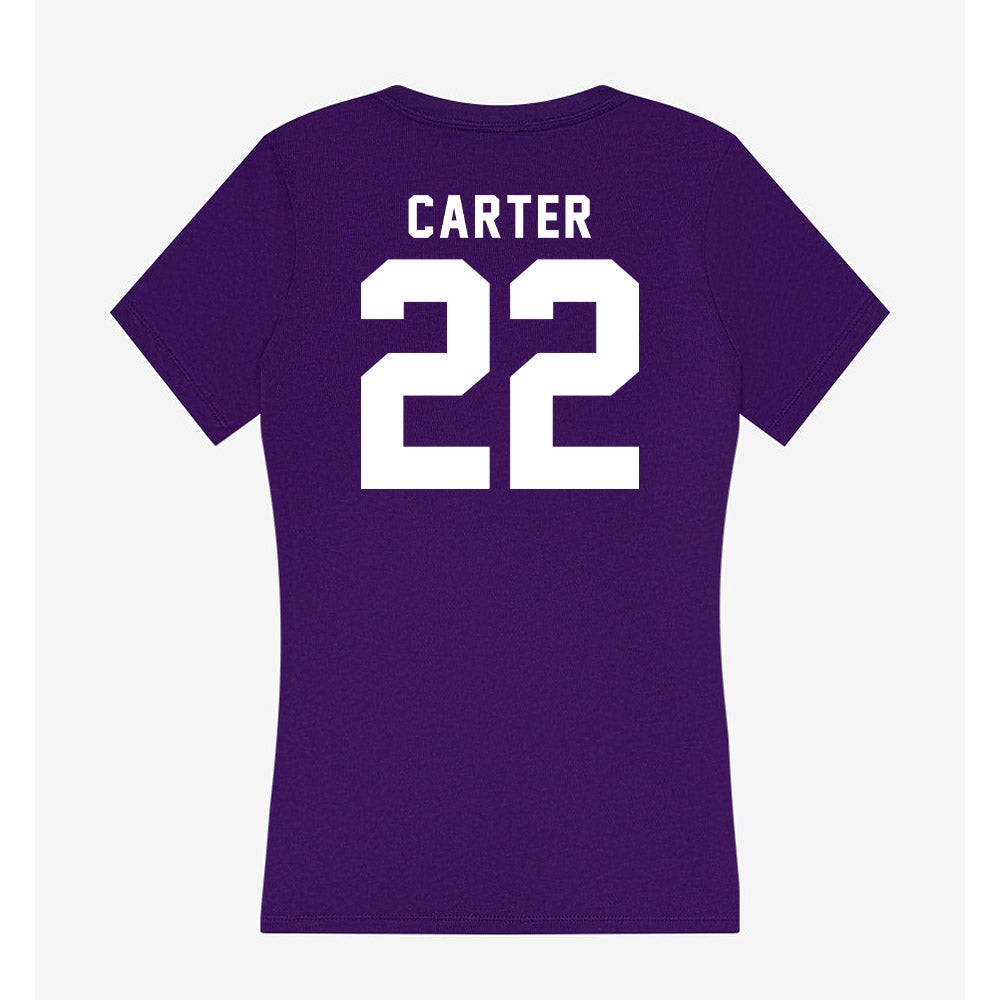 Tarleton State - NCAA Women's Volleyball : morgan carter - Women's V-Neck T-Shirt-1