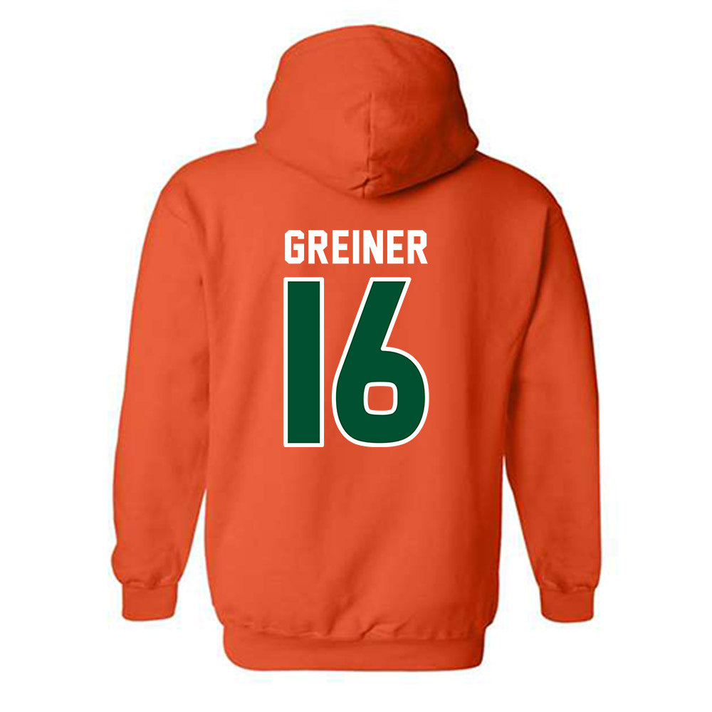 Miami - NCAA Women's Soccer : Sarah Greiner - Replica Shersey Hooded Sweatshirt-1