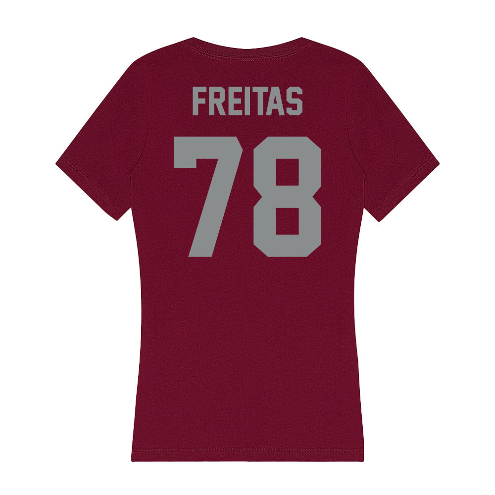 Montana - NCAA Football : Lucas Freitas - Women's V-Neck T-Shirt-1
