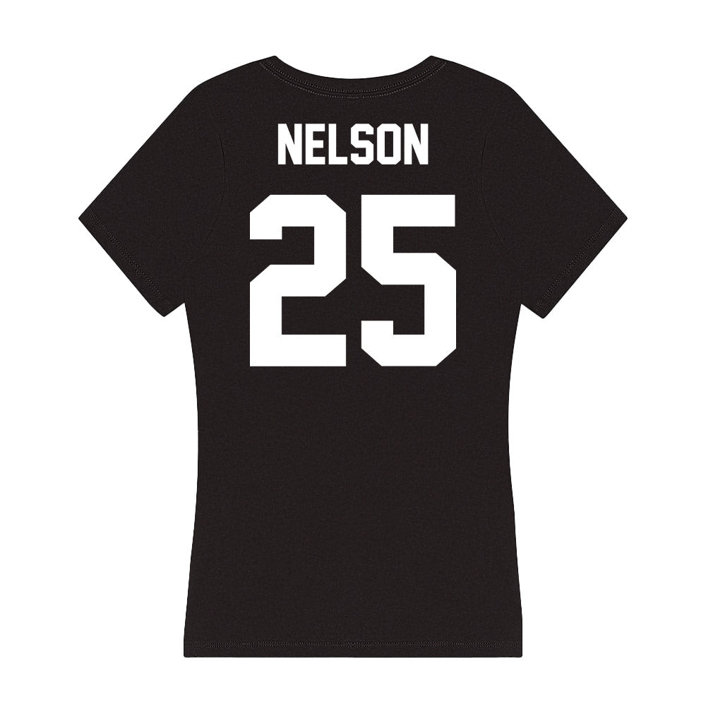 Utah Valley - NCAA Women's Basketball : Halle Nelson - Women's V-Neck T-Shirt-1