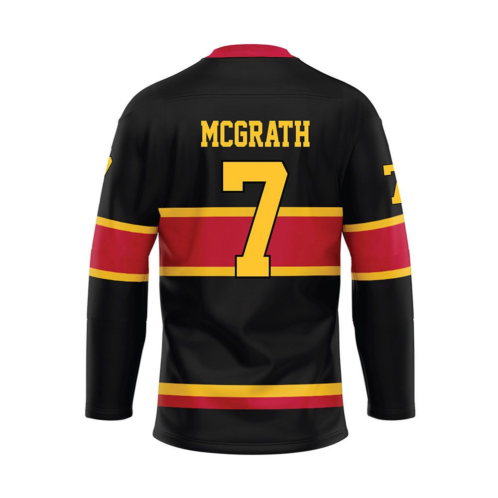 Ferris State - NCAA Men's Ice Hockey : Connor McGrath - 2024 Black Hockey Jersey-1