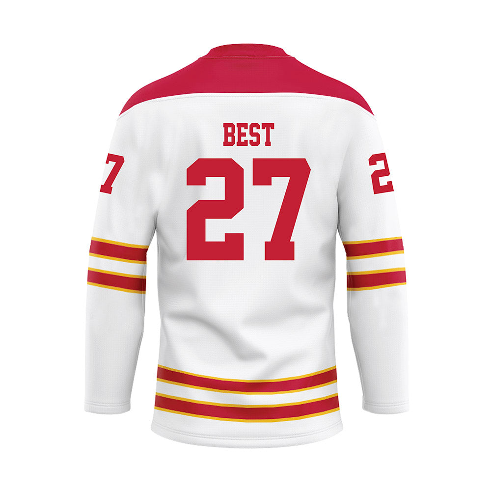 Ferris State - NCAA Men's Ice Hockey : Gavin Best - 2024 White Hockey Jersey-1