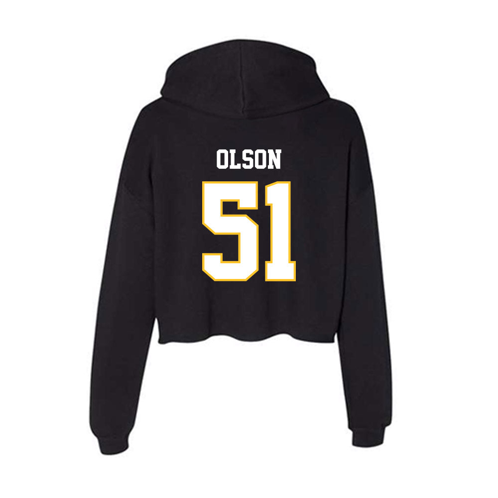 PLU - NCAA Baseball : Charlie Olson - Women's Crop Fleece Hoodie-1