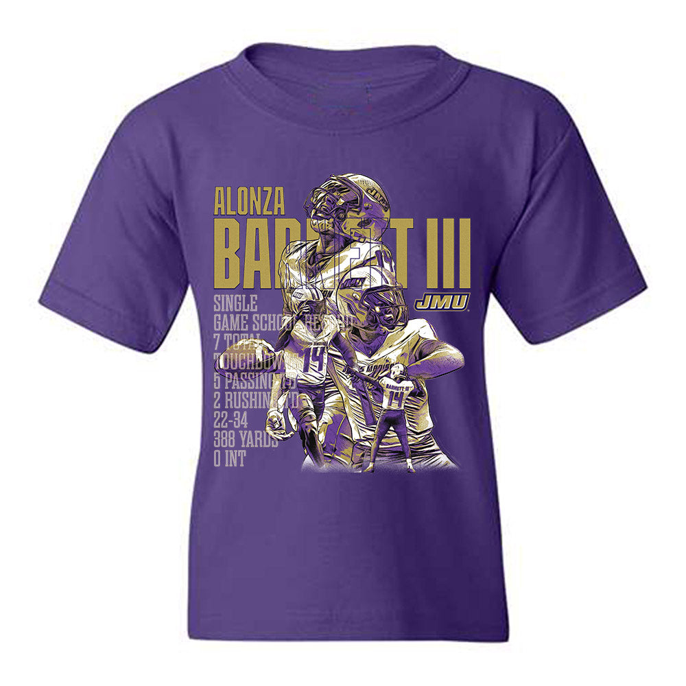 JMU - NCAA Football : Alonza Barnett III - Single-Game Record v2 Youth T-Shirt