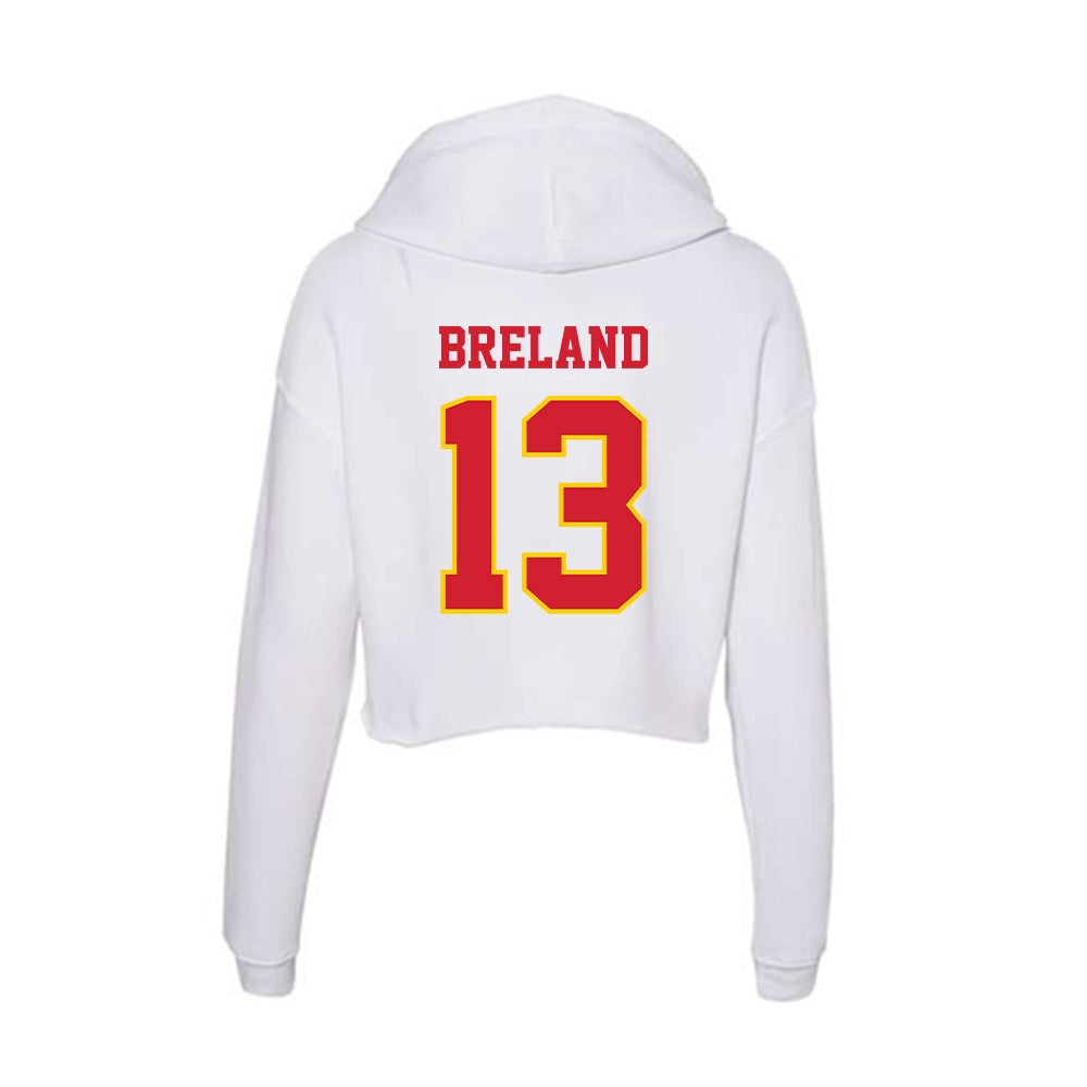 Pitt State - NCAA Men's Basketball : EJ Breland - Women's Crop Fleece Hoodie-1
