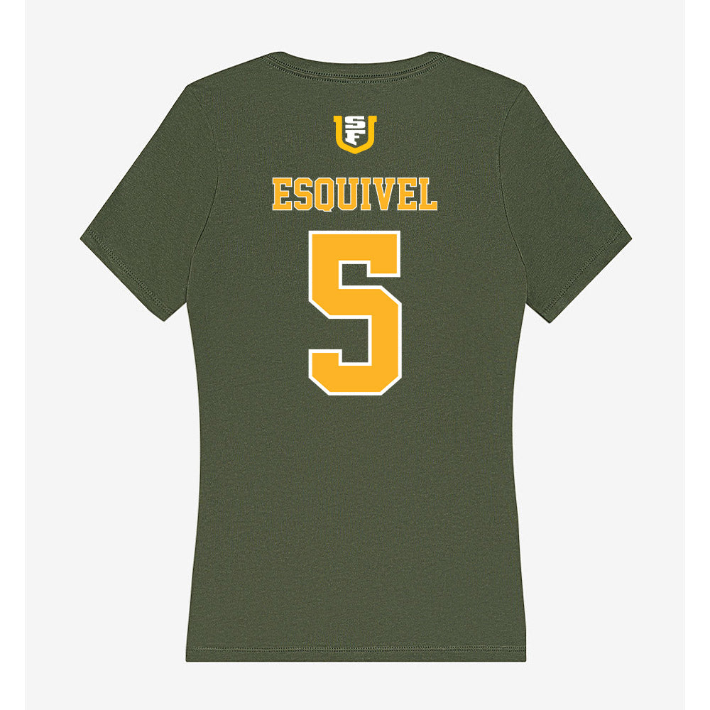 USFCA - NCAA Baseball : Eddison Esquivel - Women's V-Neck T-Shirt-1