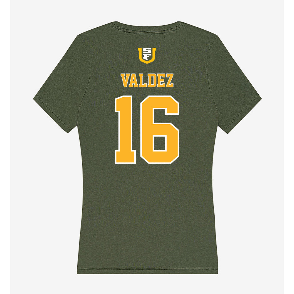 USFCA - NCAA Baseball : Adrian Valdez - Women's V-Neck T-Shirt-1