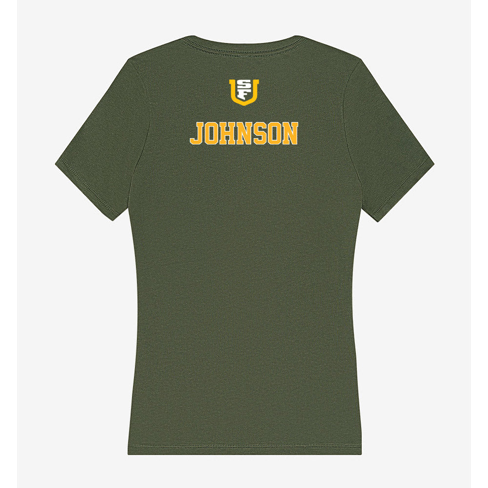 USFCA - NCAA Men's Cross Country : Herbie Johnson - Women's V-Neck T-Shirt-1