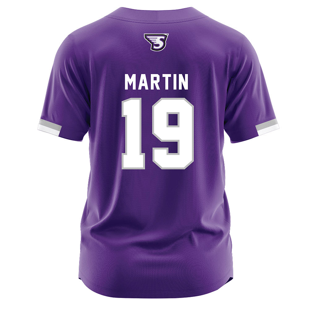 Stonehill - NCAA Baseball : Adam Martin - Purple Jersey-1