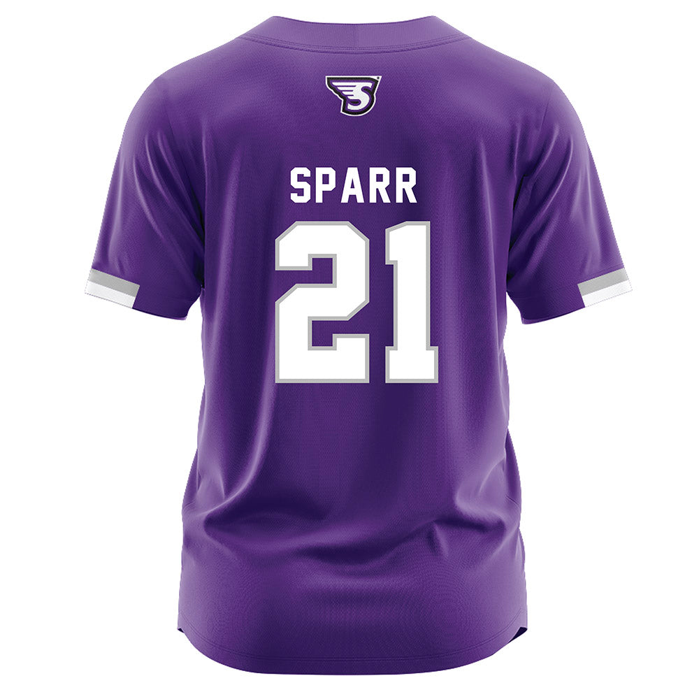 Stonehill - NCAA Baseball : Grayson Sparr - Purple Jersey-1