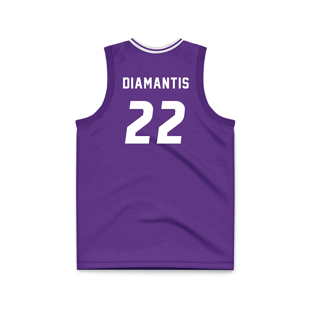 Stonehill - NCAA Men's Basketball : Charles Diamantis - Purple Basketball Jersey-1