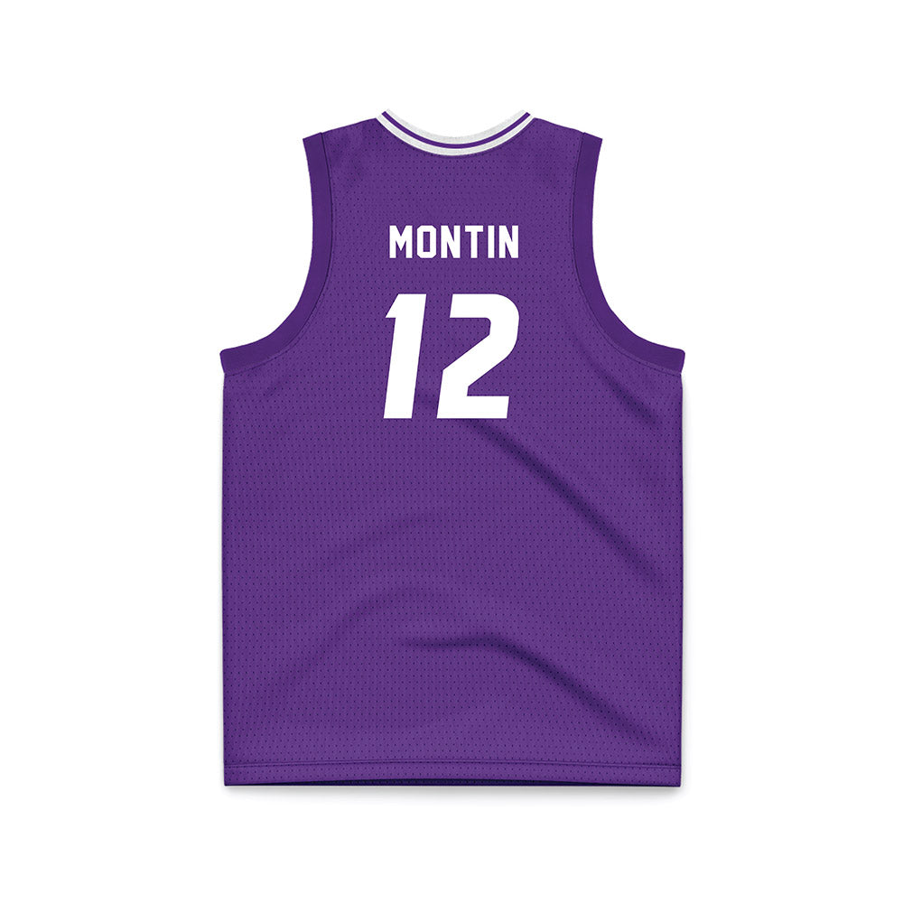 Stonehill - NCAA Men's Basketball : Eino Montin - Purple Basketball Jersey-1