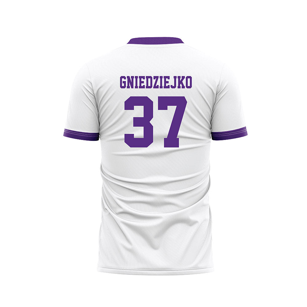 Stonehill - NCAA Men's Soccer : Patryk Gniedziejko - White Soccer Jersey-1