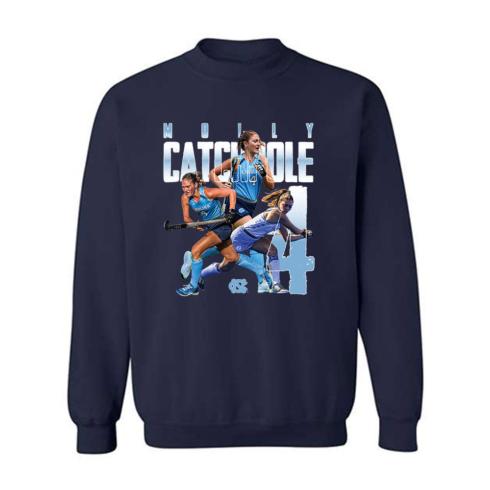 UNC - NCAA Women's Field Hockey : Molly Catchpole - Player Collage Crewneck Sweatshirt-0