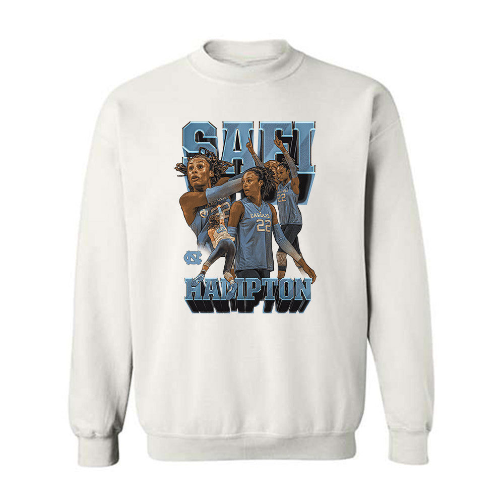 UNC - NCAA Women's Volleyball : Safi Hampton - Player Collage Crewneck Sweatshirt-0