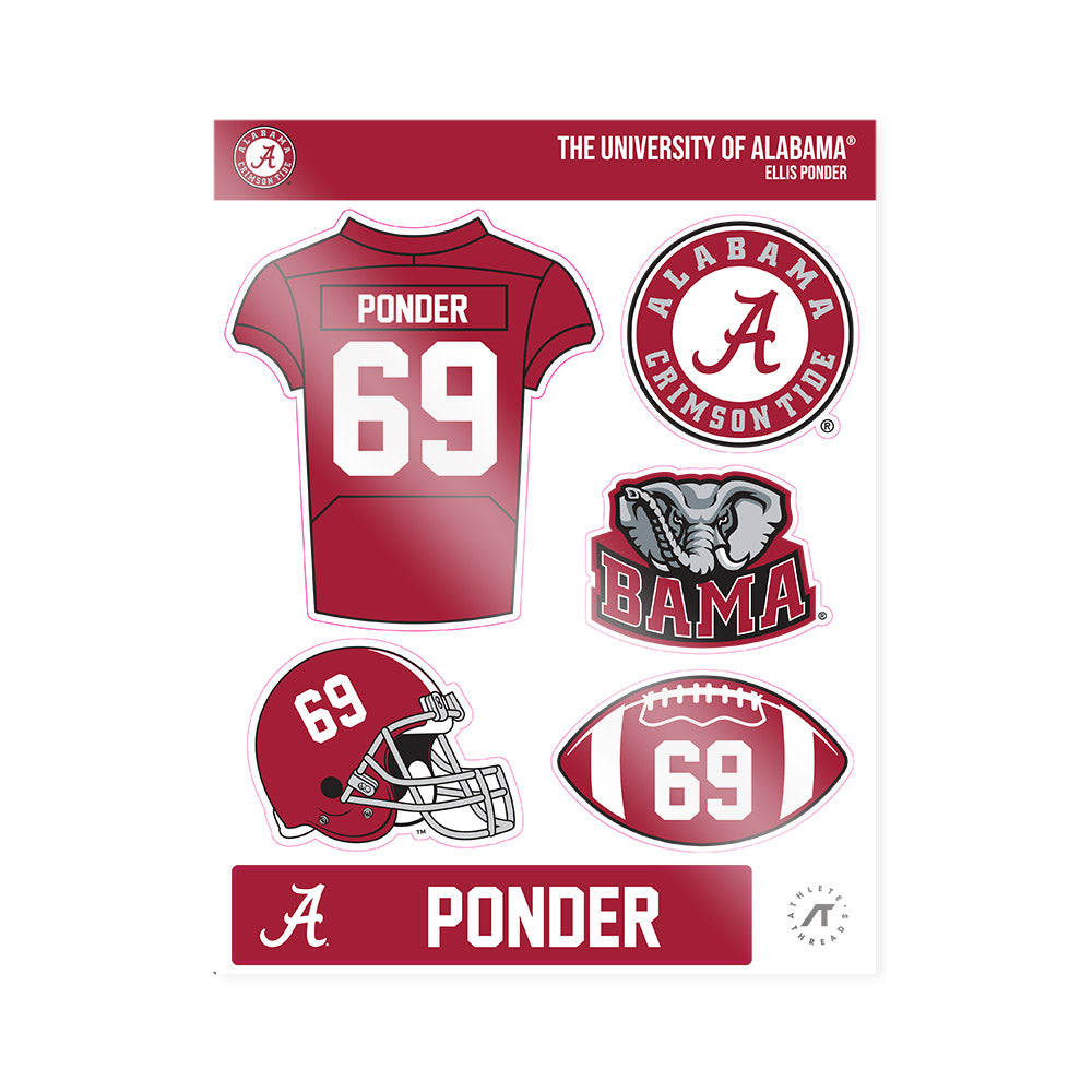 Alabama - NCAA Football : Ellis Ponder - Sticker Sheet-0