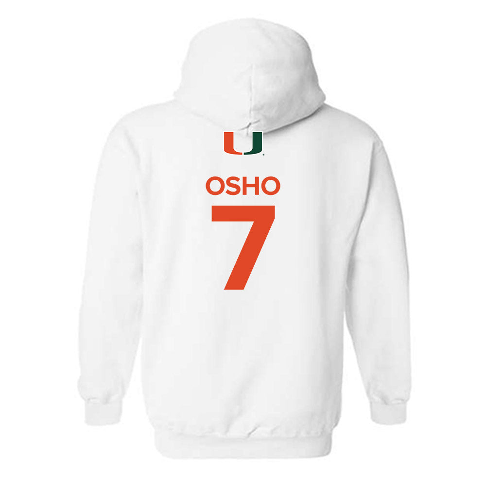 Miami - NCAA Women's Basketball : Danielle Osho - Replica Shersey Hooded Sweatshirt-1