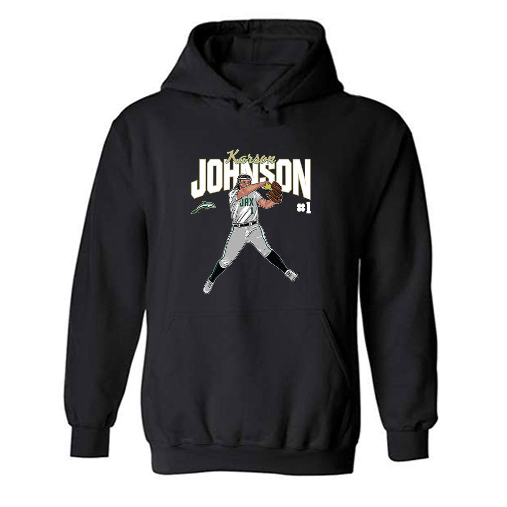 Jacksonville - NCAA Softball : Karson Johnson - Individual Caricature Hooded Sweatshirt-0