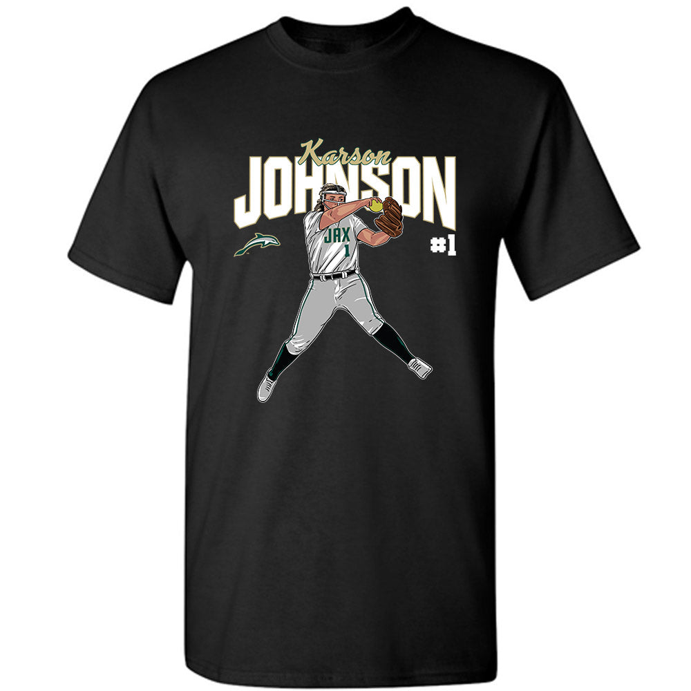 Jacksonville - NCAA Softball : Karson Johnson - Individual Caricature T-Shirt-0