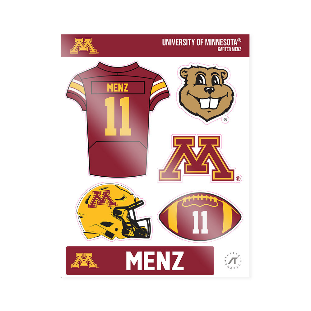 Minnesota - NCAA Football : Karter Menz - Sticker Sheet-0