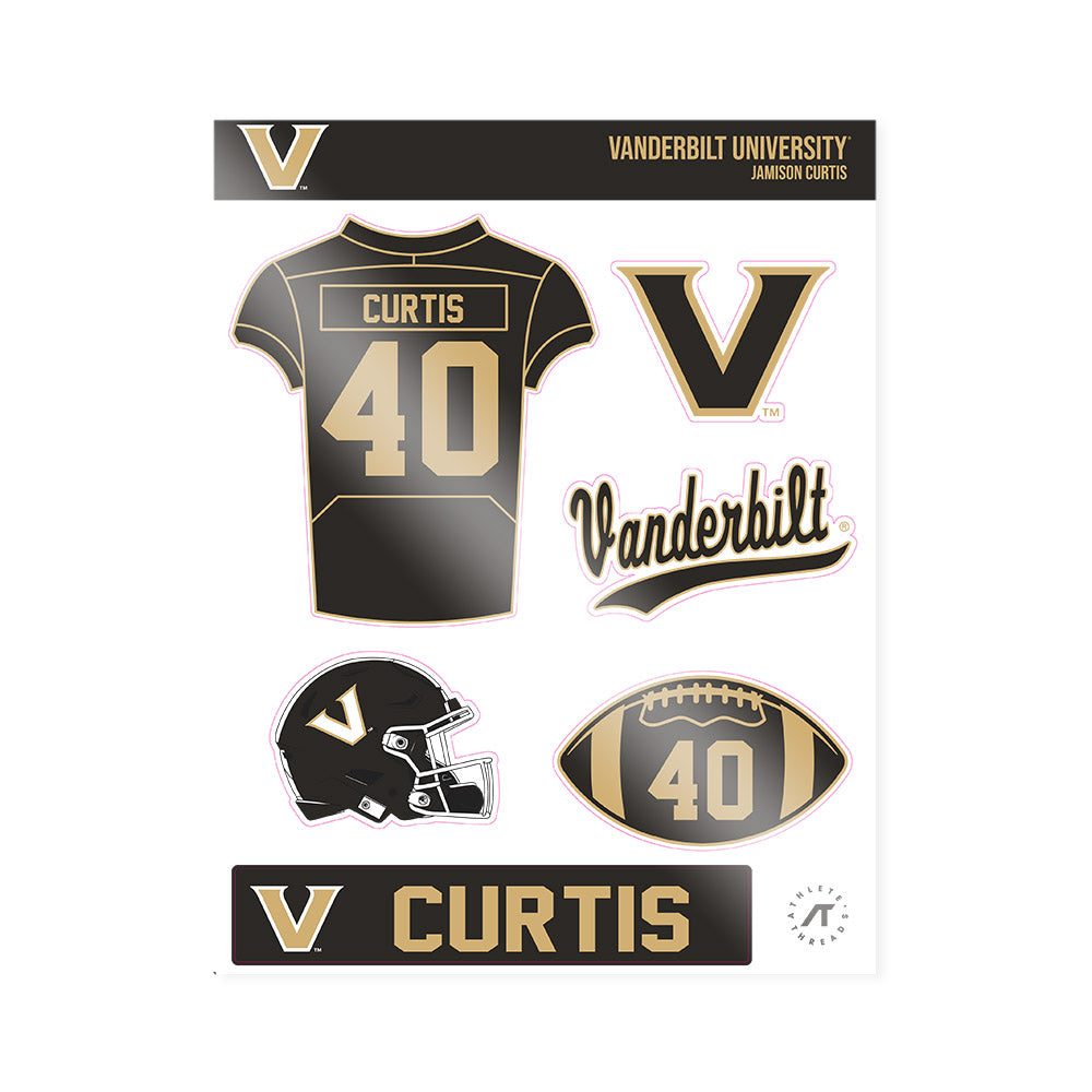 Vanderbilt - NCAA Football : Jamison Curtis - Sticker Sheet-0
