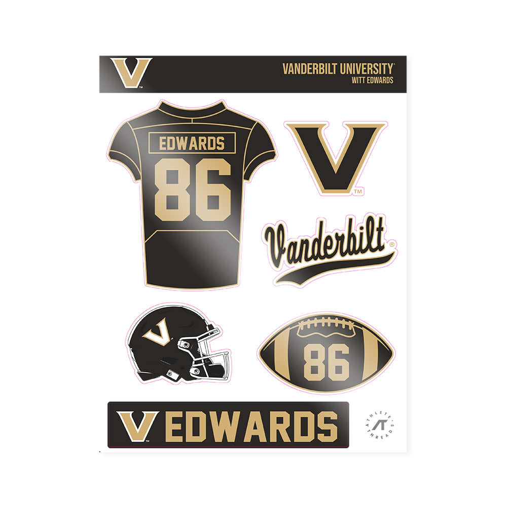 Vanderbilt - NCAA Football : Witt Edwards - Sticker Sheet-0