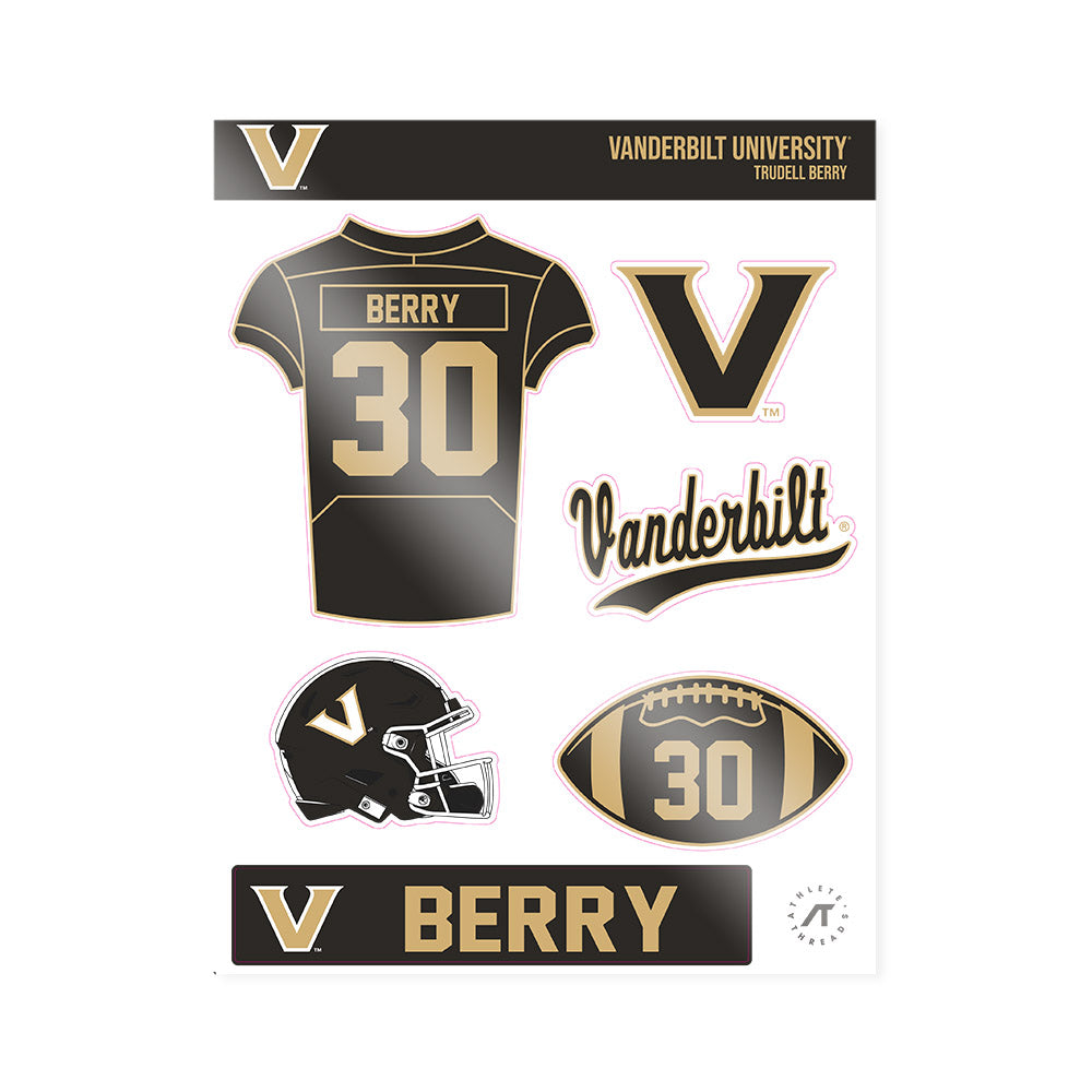 Vanderbilt - NCAA Football : Trudell Berry - Sticker Sheet-0
