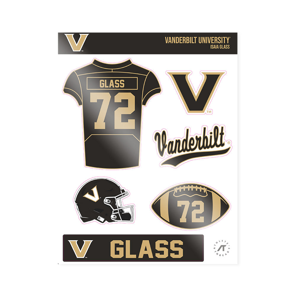 Vanderbilt - NCAA Football : Isaia Glass - Sticker Sheet-0