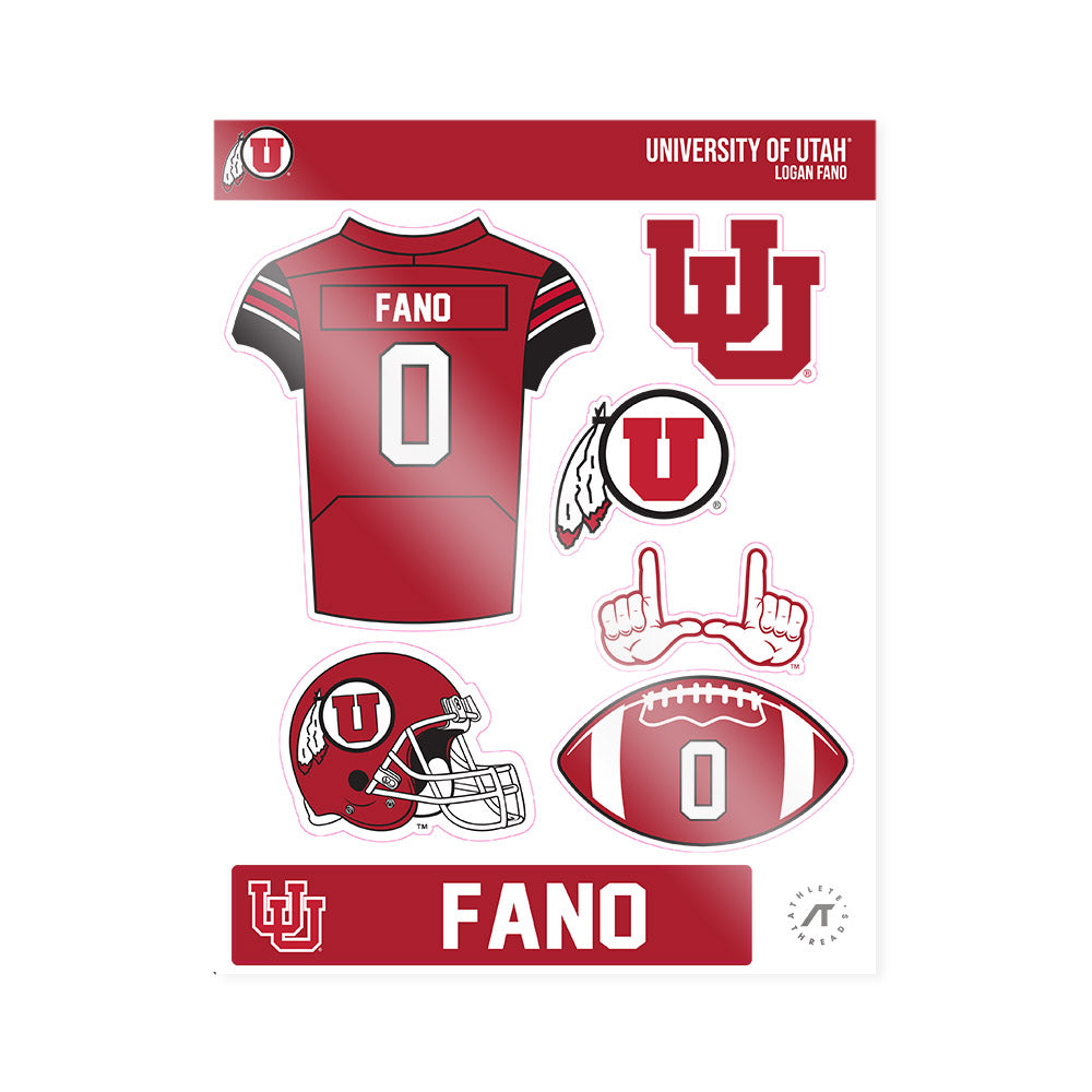 Utah - NCAA Football : Logan Fano - Sticker Sheet-0